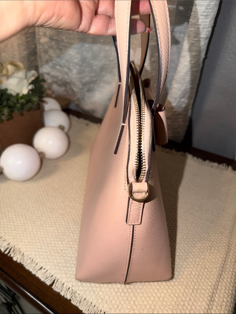 Kate Spade ♠️ Blush Pink Bow Accent Top-Handle Women’s Handbag - Picture 3 of 11